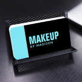 Elegant Blue Black Modern Chic Makeup Artist Visitekaartje