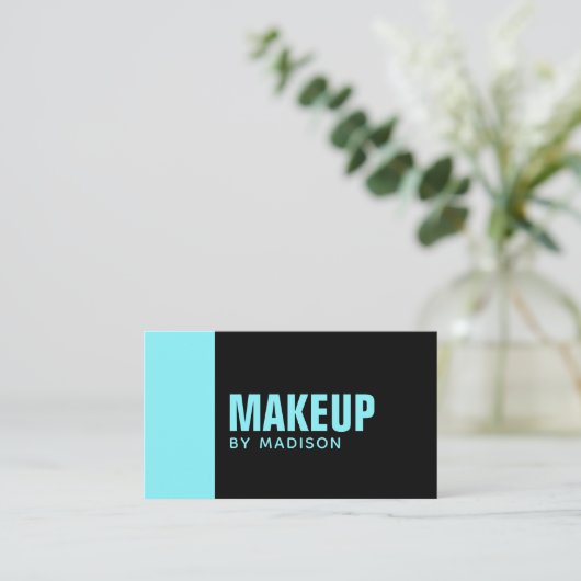 Elegant Blue Black Modern Chic Makeup Artist Visitekaartje (Staand voorkant)