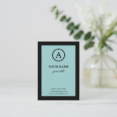 Elegant Blue & Black Monogram Profile Card Visitekaartje (Staand voorkant)
