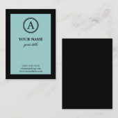 Elegant Blue & Black Monogram Profile Card Visitekaartje (Voorkant / Achterkant)
