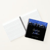 Elegant Blue Black Silver Glitter Wedding Guest Notitieboek (Binnen)