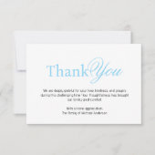 Elegant Blue & Black Traditional Sympathy Funeral Bedankkaart (Voorkant)