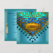 Elegant Blue Blauwgroen Aqua Gold Alle keren Kaart (Voorkant / Achterkant)