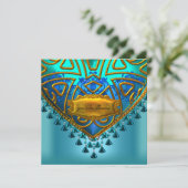 Elegant Blue Blauwgroen Aqua Gold Alle keren Kaart (Staand voorkant)