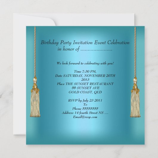 Elegant Blue Blauwgroen Aqua Gold Alle keren Kaart (Achterkant)