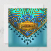 Elegant Blue Blauwgroen Aqua Gold Alle keren Kaart (Voorkant)