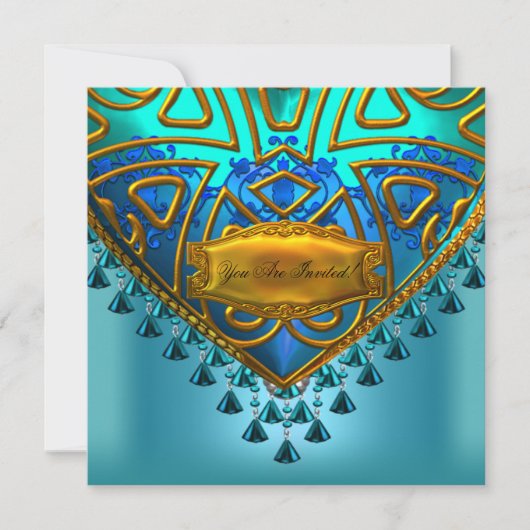 Elegant Blue Blauwgroen Aqua Gold Alle keren Kaart (Voorkant)