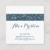 Elegant Blue Blauwgroen Glitter Hexagon Visitekaar Vierkante Visitekaartje (Achterkant)