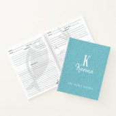 Elegant blue blauwgroen monogram scriptnaam recept notitieboek (Binnen)