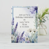 Elegant Blue Blooms Verjaardag Save The Date (Staand voorkant)