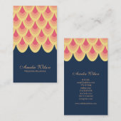 Elegant Blue & Blush Pink Geometric Social Media Visitekaartje (Voorkant / Achterkant)