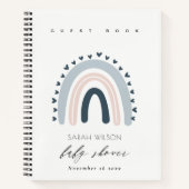 ELEGANT BLUE BLUSH RAINBOW HEART BABY SHOWER NOTITIEBOEK (Voorkant)
