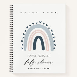 ELEGANT BLUE BLUSH RAINBOW HEART BABY SHOWER NOTITIEBOEK