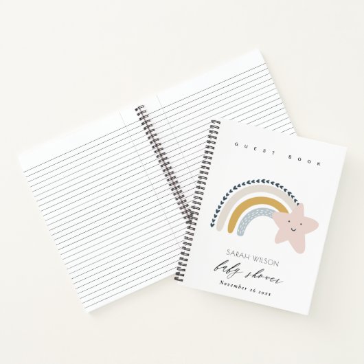 ELEGANT BLUE BLUSH RAINBOW STAR BABY SHOWER NOTITIEBOEK (Binnen)