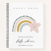 ELEGANT BLUE BLUSH RAINBOW STAR BABY SHOWER NOTITIEBOEK (Voorkant)