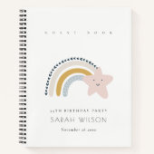 ELEGANT BLUE BLUSH RAINBOW STAR KIDS BIRTHDAY NOTITIEBOEK (Voorkant)