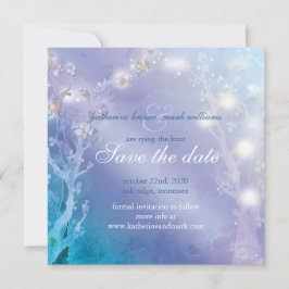 Elegant Blue Blush Wedding Save the Date Kaart