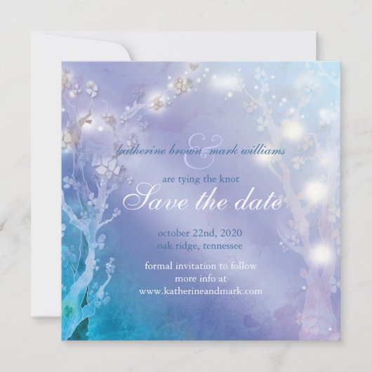 Elegant Blue Blush Wedding Save the Date Kaart (Voorkant)