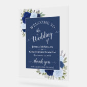 Elegant Blue Boho Chic Roses Wedding Welcome Acryl Bord (Hoek)