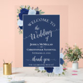Elegant Blue Boho Chic Roses Wedding Welcome Acryl Bord (Huwelijk)