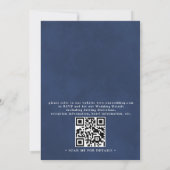 Elegant Blue Boho Roses Modern QR Code Wedding Kaart (Achterkant)