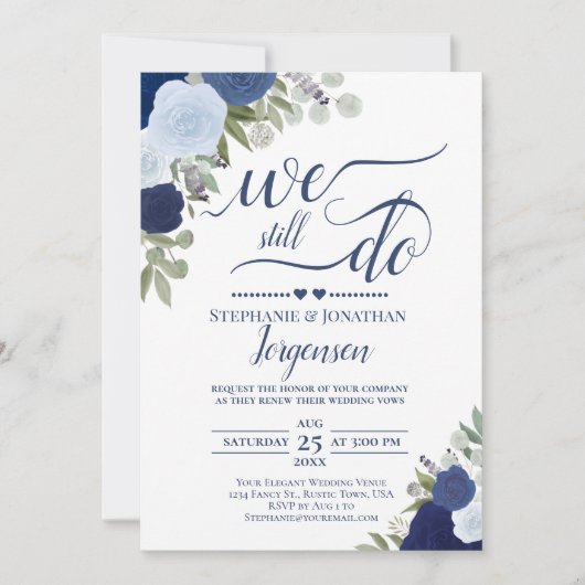 Elegant Blue Boho Rozen we doen nog steeds een ver Kaart (Voorkant)