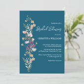 Elegant Blue Boho Wildflower Vrijgezellenfeest Kaart (Staand voorkant)