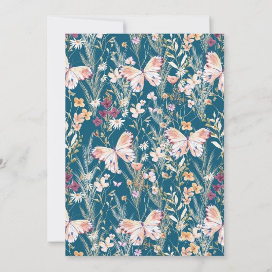 Elegant Blue Boho Wildflower Vrijgezellenfeest Kaart (Achterkant)