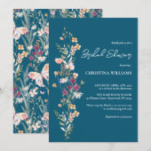 Elegant Blue Boho Wildflower Vrijgezellenfeest Kaart (Voorkant / Achterkant)