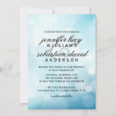 Elegant Blue Bokeh Light Chic Wedding Kaart (Voorkant)