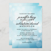 Elegant Blue Bokeh Light Chic Wedding Kaart (Voorkant / Achterkant)