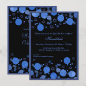 Elegant Blue Bokeh Lights Hanukkah Celebration Kaart (Voorkant / Achterkant)