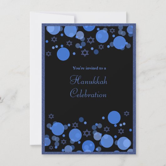 Elegant Blue Bokeh Lights Hanukkah Celebration Kaart (Achterkant)