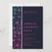Elegant Blue Botanical Charity Event Gala in Kaart (Voorkant)