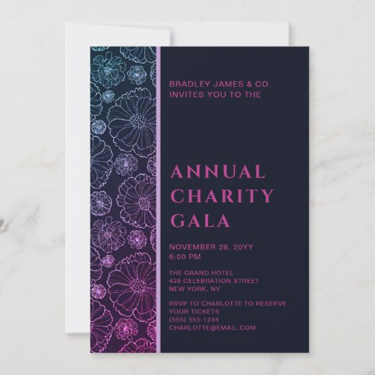 Elegant Blue Botanical Charity Event Gala in Kaart