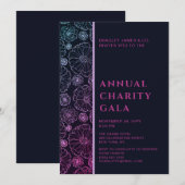 Elegant Blue Botanical Charity Event Gala in Kaart (Voorkant / Achterkant)