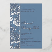 Elegant Blue Botanical Charity Event Gala Party Folie Uitnodiging (Voorkant)