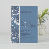 Elegant Blue Botanical Charity Event Gala Party Folie Uitnodiging (Staand Voorkant)