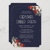 Elegant Blue Botanical Christmas Holiday Party Kaart (Voorkant / Achterkant)