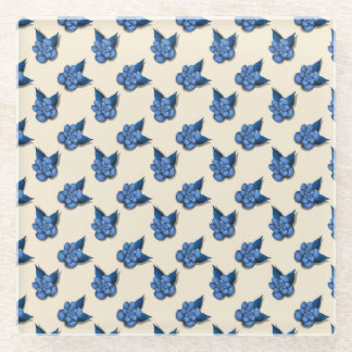 Elegant Blue Botanical Floral Pattern Notebook Vin Glazen Onderzetter