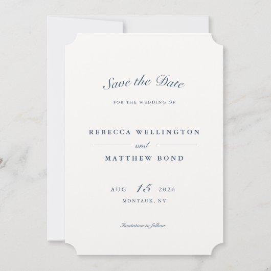 Elegant Blue  Botanical Pattern Weddenschap Save The Date (Voorkant)