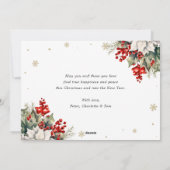 Elegant Blue Botanical Photo Happy Holidays Card Feestdagenkaart (Achterkant)