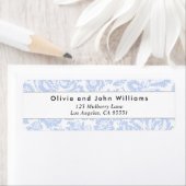 Elegant  Blue Botanical Return Address Etiket (Insitu)
