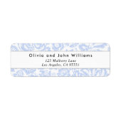 Elegant Blue Botanical Return Address Etiket (Voorkant)