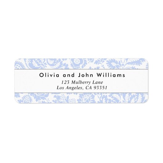 Elegant  Blue Botanical Return Address Etiket (Voorkant)