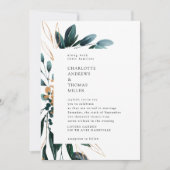 Elegant Blue Botanical Trending Wedding Kaart (Voorkant)