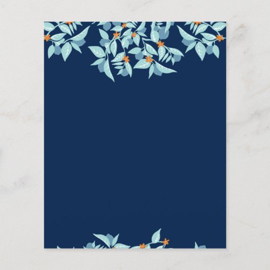 Elegant Blue Botanical Wedding Flyer (Achterkant)