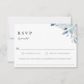 Elegant Blue Botanical Wedding Food Allergy RSVP (Voorkant)