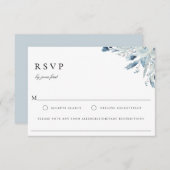 Elegant Blue Botanical Wedding Food Allergy RSVP (Voorkant / Achterkant)