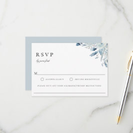 Elegant Blue Botanical Wedding Food Allergy RSVP Kaartje
